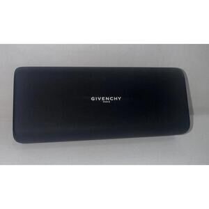 GIVENCHY BLACK ‎ Hard clam Shell EYEGLASSES CASE & Cleaning Cloth 7x3x1.5”